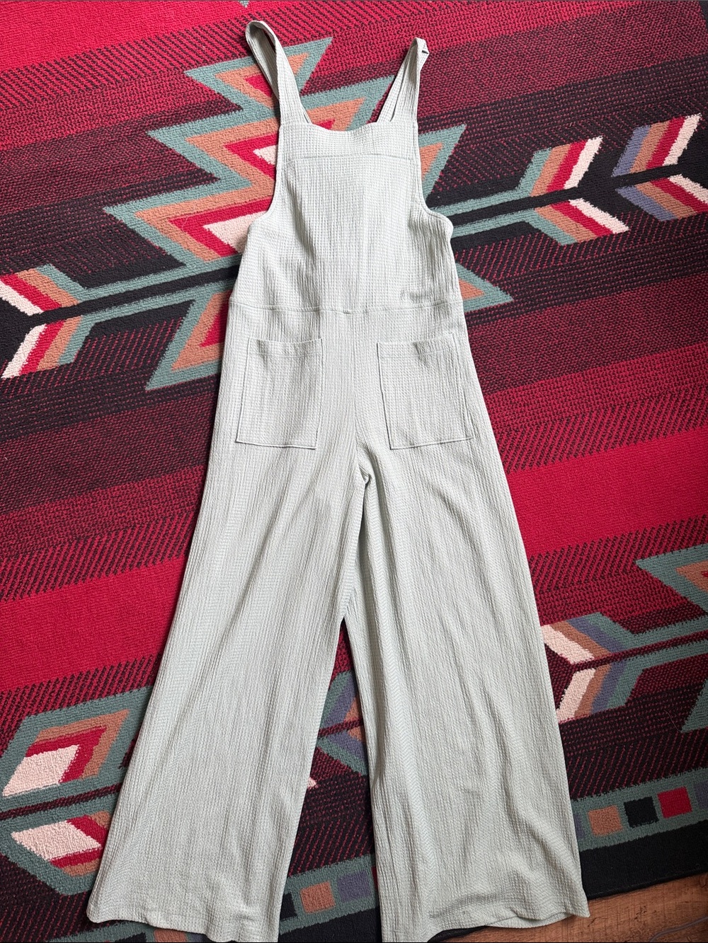 Light Mint Green Wide-Leg Overalls Jumpsuit